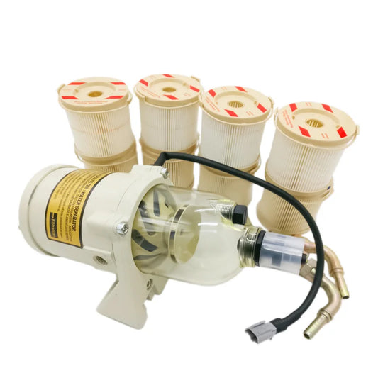 ONE 500FG ASSEMBLY FUEL WATER SEPARATOR WITH HEATER +8 PCS 2010PM(30 MICRON) FOR RACOR